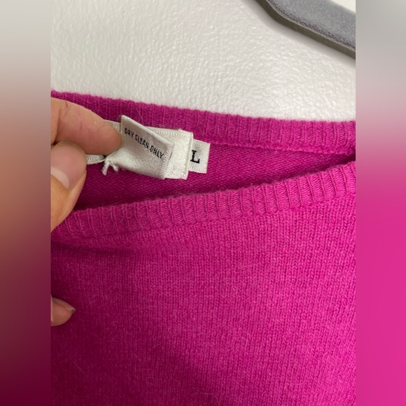 Rafaella VTG Hot Pink Cropped Slouchy Lambwool Rabbit Hair Pullover Sz L Dolman - Picture 4 of 8